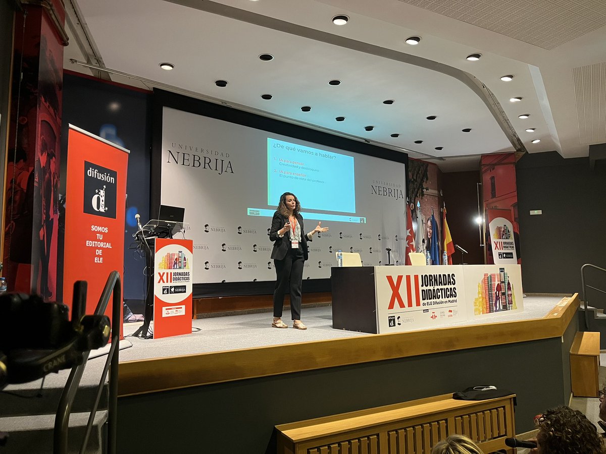 Difusión Editorial (@difusion_ele) on Twitter photo “Lo más valioso de Chat GPT es su papel como disparador de nuestras propias ideas. El valor de la conversación".
Ponencia de <a href="/tweetmench/">Carmen Torrijos</a> en las #JornadasDifusión24
<a href="/NebrijaLenguas/">Nebrija LA</a> “Lo más valioso de Chat GPT es su papel como disparador de nuestras propias ideas. El valor de la conversación".
Ponencia de <a href="/tweetmench/">Carmen Torrijos</a> en las #JornadasDifusión24
<a href="/NebrijaLenguas/">Nebrija LA</a>