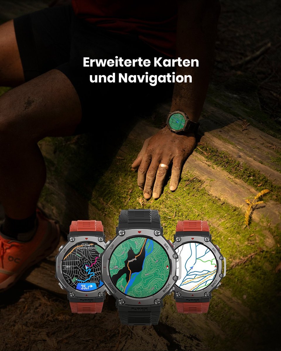 amazfitgermany's tweet image. Erkunde das Unbekannte. Das GPS und die professionellen Karten der Amazfit T-Rex 3 sorgen dafür, dass du selbst in schwierigstem Gelände stets auf dem richtigen Weg bist. #TRex3