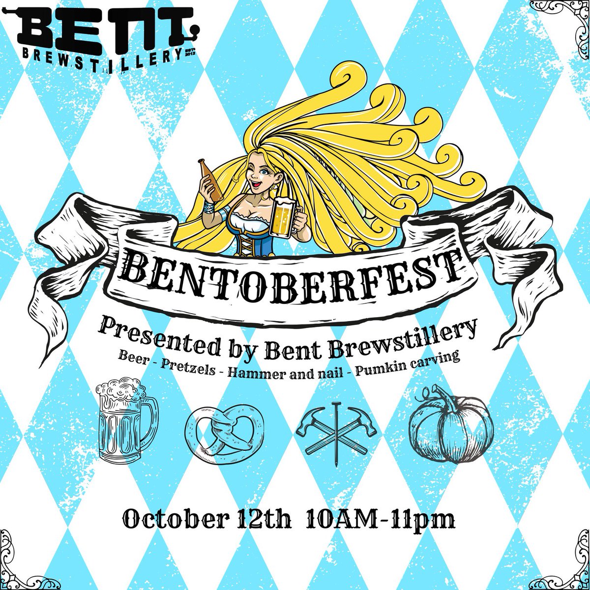 Bentoberfest is officially only one week away! Head to Bent Brewstillery next Saturday, Oct. 12 from 10am-11pm and enjoy a party filled with tasty beers, brats, pretzels with cheese, and a load of fun games and beer drinking competitions! 

Link: facebook.com/share/qhhSfNaE…