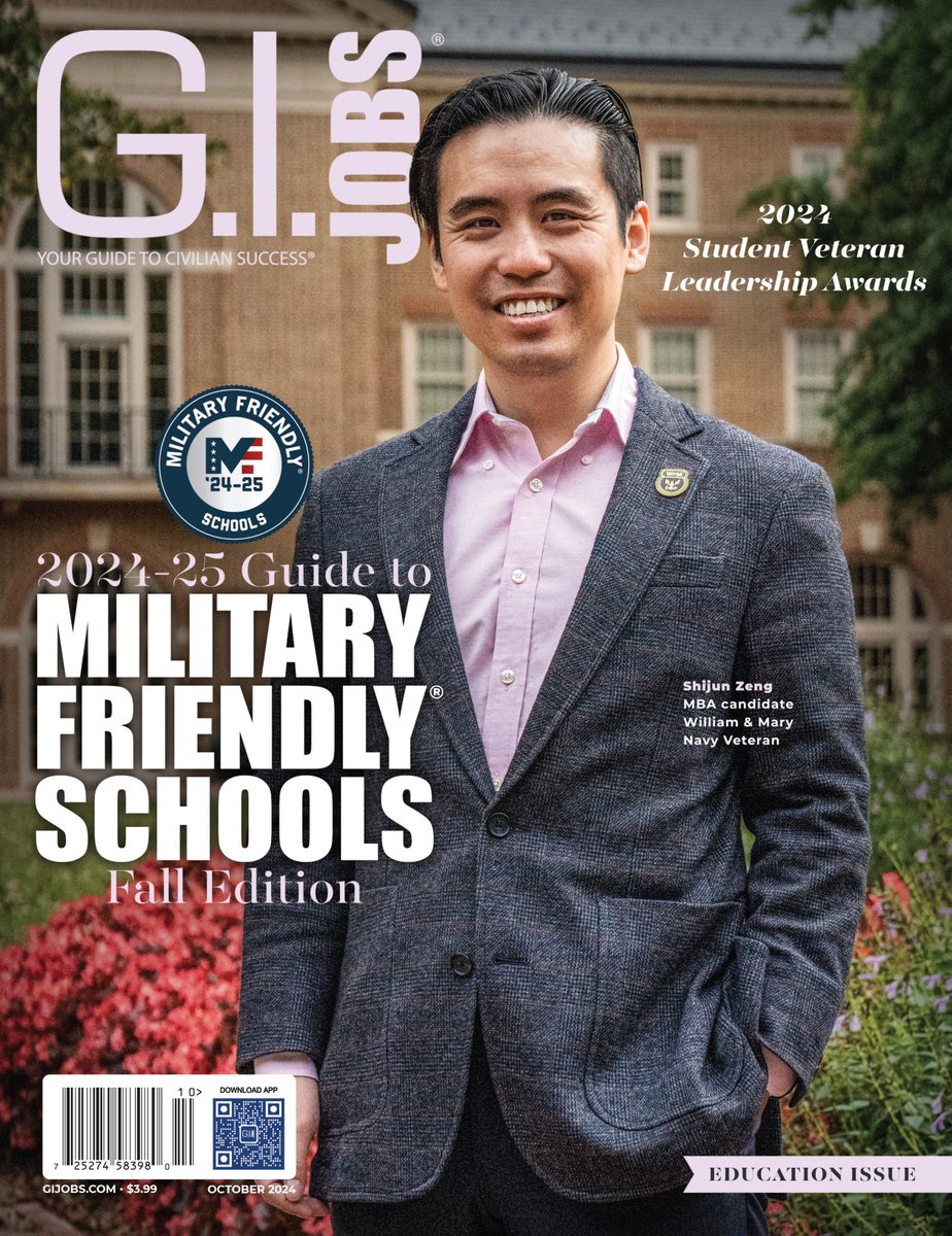 The <a href="/GIJobsMagazine/">G.I. Jobs</a> October issue is here!

The 2024–25 Guide to <a href="/Mil_Friendly/">Military Friendly®</a> Schools - Fall Edition

View the issue here 👉 gijobs.com/magazine/octob…

#gijobs #vcoy #military #veterans #jobsforveterans #militaryfriendly #veteraneducation #edu #vet #veteranawards #gethired