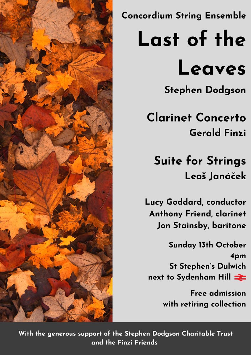Anthony Friend (@antoineami) on Twitter photo Finzi Clarinet Concerto and Stephen Dodgsonās āLast of the Leavesā coming up! Sunday 13th October, 4pm at <a href="/ststepdulwich/">St Stephenās South Dulwich</a> with <a href="/Lucy_Goddard1/">Lucy Goddard</a>, Jon Stainsby & Concordium String Ensemble. See you for an autumnal pint at the Wood House afterwards stephendodgson.com/event/last-of-⦠Finzi Clarinet Concerto and Stephen Dodgsonās āLast of the Leavesā coming up! Sunday 13th October, 4pm at <a href="/ststepdulwich/">St Stephenās South Dulwich</a> with <a href="/Lucy_Goddard1/">Lucy Goddard</a>, Jon Stainsby & Concordium String Ensemble. See you for an autumnal pint at the Wood House afterwards stephendodgson.com/event/last-of-ā¦