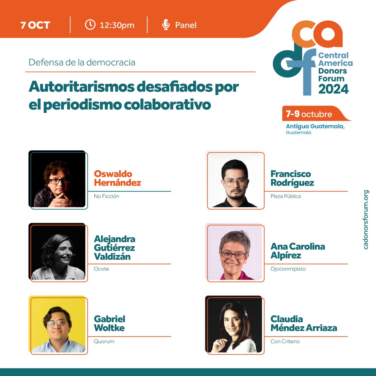 Seattle International Foundation (@seaif) on Twitter photo #AlianzasTransformadoras en el #CADF2024
PANEL | Autoritarismos desafiados por el periodismo colaborativo
📔Agenda: cadonorsforum.org/agenda2024/
<a href="/noficciongt/">No-Ficción</a> <a href="/AgenciaOcote/">Agencia Ocote</a> <a href="/_ojoconmipisto/">Ojoconmipisto</a> <a href="/QuorumGT/">Quorum</a> <a href="/cmendeza/">Claudia Méndez A</a> <a href="/AnaAlpirez/">Ana Carolina Alpírez</a> <a href="/Oswaldhs/">Oswaldo J. Hernández</a> <a href="/FranciscoRDL/">Francisco Rodríguez</a> <a href="/alegutierrezv/">AlejandraGutierrezV</a> <a href="/gabrielwoltke/">gabriel woltke</a> #AlianzasTransformadoras en el #CADF2024
PANEL | Autoritarismos desafiados por el periodismo colaborativo
📔Agenda: cadonorsforum.org/agenda2024/
<a href="/noficciongt/">No-Ficción</a> <a href="/AgenciaOcote/">Agencia Ocote</a> <a href="/_ojoconmipisto/">Ojoconmipisto</a> <a href="/QuorumGT/">Quorum</a> <a href="/cmendeza/">Claudia Méndez A</a> <a href="/AnaAlpirez/">Ana Carolina Alpírez</a> <a href="/Oswaldhs/">Oswaldo J. Hernández</a> <a href="/FranciscoRDL/">Francisco Rodríguez</a> <a href="/alegutierrezv/">AlejandraGutierrezV</a> <a href="/gabrielwoltke/">gabriel woltke</a>