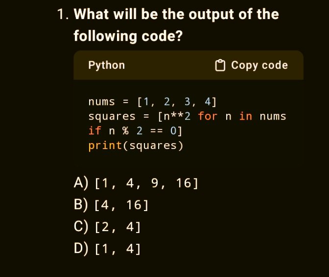 codewithgaji's tweet image. PYTHON QUIZ๐ฅณ๐ฅณ๐ฅณ
What will be the output of this code ๐คญ?
#python
#codequiz
#programming
#question