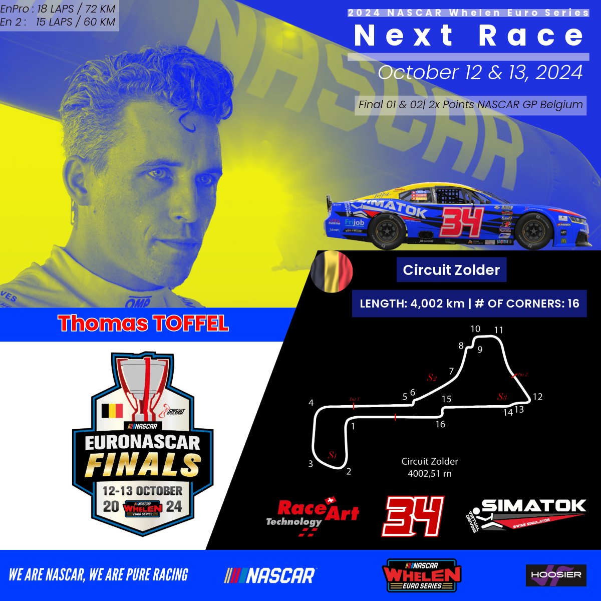 Here we go again for the Finals 01 &amp; 02 of the Nascar
European championship.

See you at Zolder !

🏁🤩