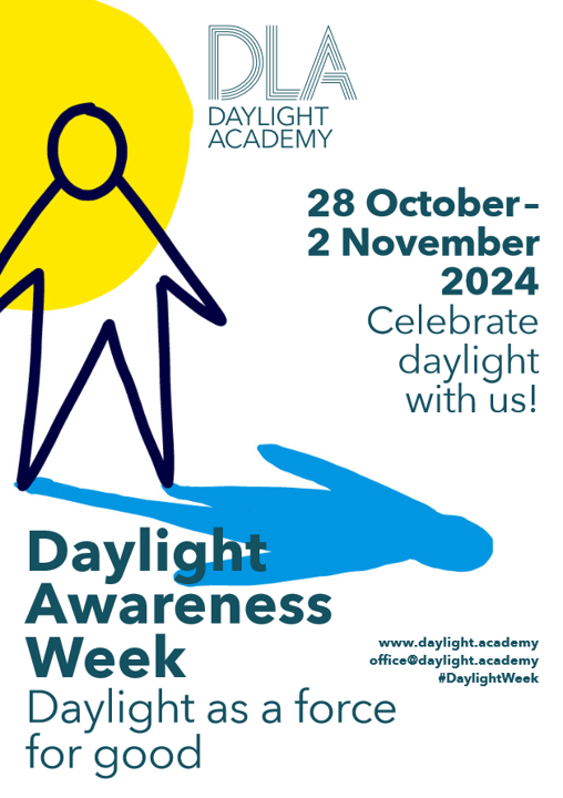 DaylightAcad's tweet photo. Celebrate #daylight from 28 October to 2 November! This Daylight Awareness Week invites to explore the potential of natural ligt as “a force for good”. This time, you can also meet us at @BerlinSciWeek on 1-2 November. More information: https://t.co/oqQdIjqZVs
#DaylightWeek https://t.co/APk77UlDoJ