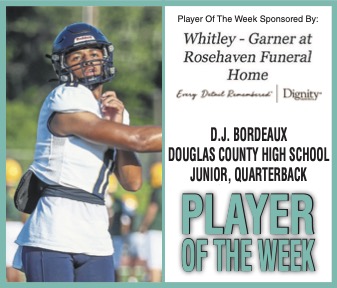 Derrick Mahone (@mahone_derrick) on Twitter photo Congrats to <a href="/DCTIGERS_FB/">DC Football</a> junior QB <a href="/__GoDJ__/">DJ Bordeaux</a> on being voted the <a href="/douglassentinel/">Douglas Co. Sentinel</a> Player of the Week. <a href="/CoachJTW/">Johnny T. White</a> <a href="/TeamGordonCPK/">Corky Gordon</a> <a href="/Coach_Ken_Quinn/">Coach Ken Quinn, ED.S</a> Congrats to <a href="/DCTIGERS_FB/">DC Football</a> junior QB <a href="/__GoDJ__/">DJ Bordeaux</a> on being voted the <a href="/douglassentinel/">Douglas Co. Sentinel</a> Player of the Week. <a href="/CoachJTW/">Johnny T. White</a> <a href="/TeamGordonCPK/">Corky Gordon</a> <a href="/Coach_Ken_Quinn/">Coach Ken Quinn, ED.S</a>