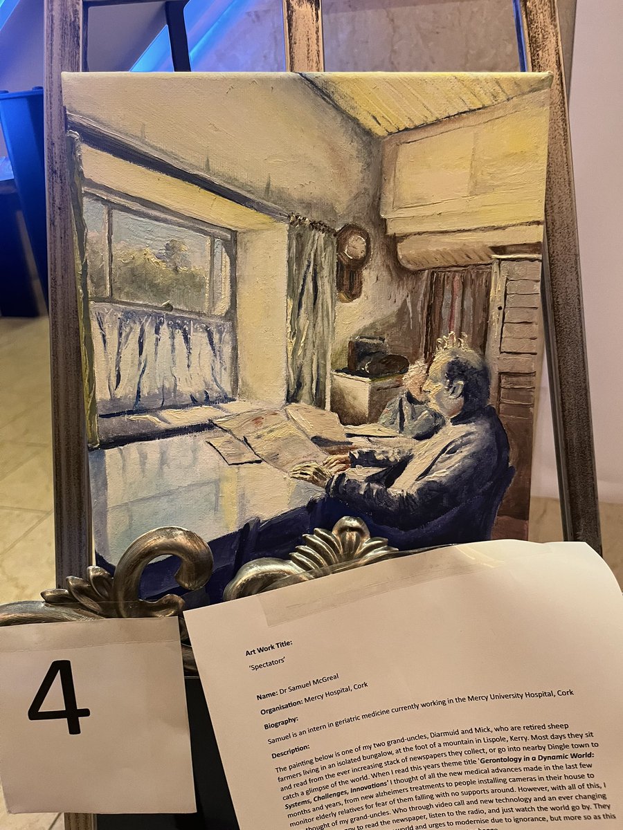 Dr Samuel McGreal, Intern <a href="/Mercycork/">Mercy University Hospital Cork</a>, describes the context of his painting of his grand uncles. His painting won the Davis Coakley award at #IGS2024 <a href="/irishgerontsoc/">Irish Gerontological Society</a> <a href="/NDTP_HSE/">NDTP</a>