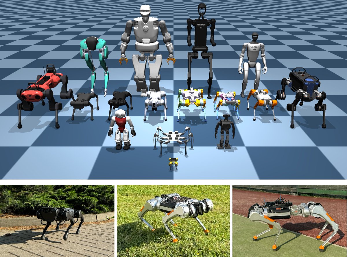 Do you need a new locomotion policy for every new robot? No!
We train one single general locomotion policy for any legged robot embodiment and morphology in our new #CoRL2024 paper.

Check out our interactive demo in your browser: nico-bohlinger.github.io/one_policy_to_…