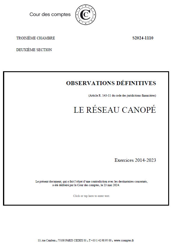 La Cour des Comptes assombrit l'avenir de Canopé dans un nouveau rapport et  décrit une gestion des personnels inquiétante.  Le Munae, la librairie et le Clemi sont menacés à court terme. ⏬⏬⏬
ccomptes.fr/fr/publication…