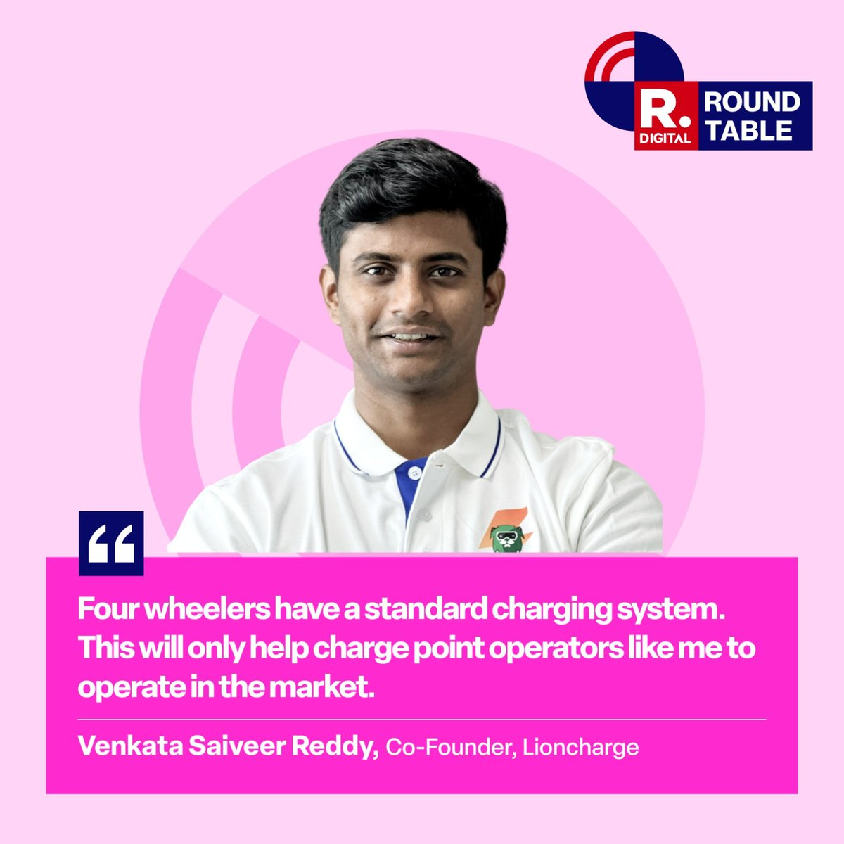 RepublicBiz's tweet image. 'Four-wheelers have a standard charging system. This will only help charge point operators like me to operate in the market.' - Venkata Saiveer Reddy, Co-Founder, Lioncharge at the Republic Digital Roundtable Editon 2
.
.
.
#MobilityRevolution #FutureOfMobility #AutoInnovation
