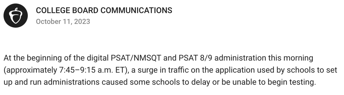 The PSAT for current juniors <a href="/PennCharter/">PennCharter</a> will be next week on Tuesday, October 8th! Our team has worked tirelessly to make sure everything is all set...on our end 👀 Flashback to last year: