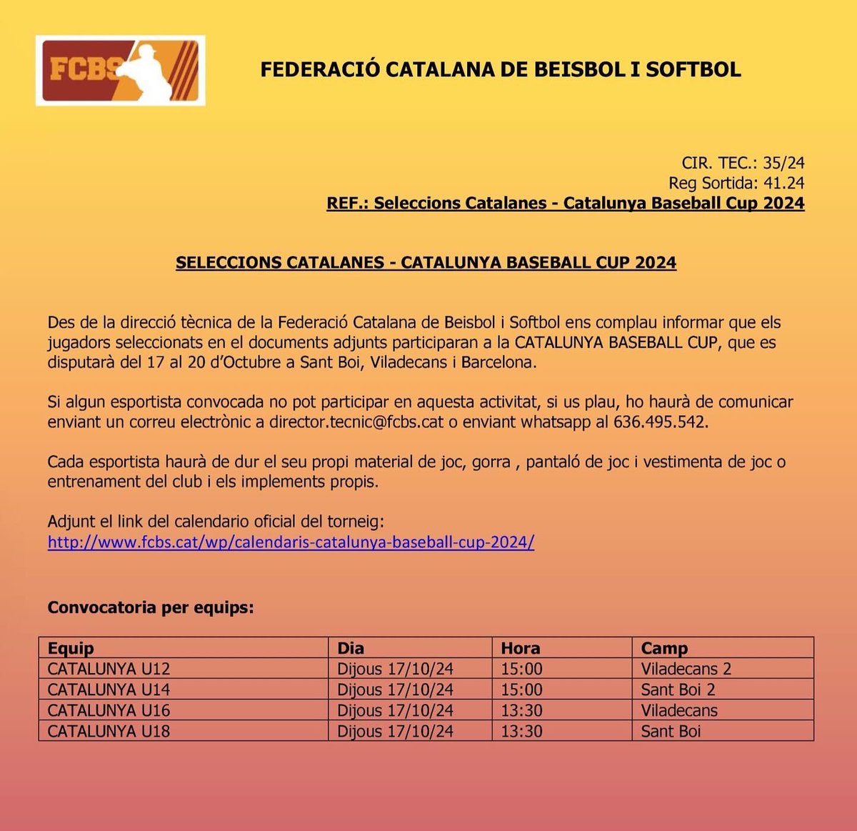 Seleccions catalanes U12, U14, U16 &amp; U18
Catalunya Baseball Cup ⚾️🏆