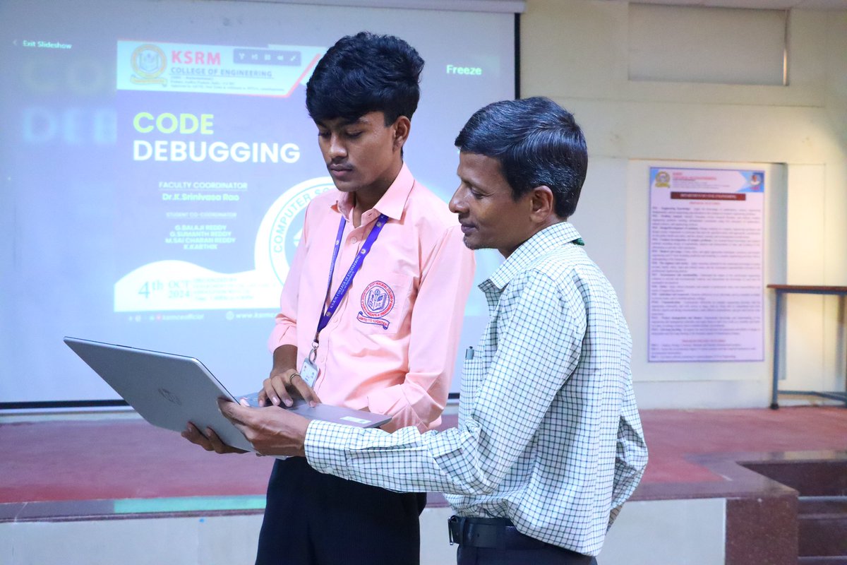 ksrmceofficial's tweet image. KSRM CSI in association with Department of CSE and AIML organised Code Debugging on 4th oct 2024
#code #debug #codedebugging #ksrmcsi #KSRM #ksrmce #kandulagroups #engineering #kadapa #ksrmceclubs #jntua #AICTE #aishe #apsche #IntiativesofMHRD #ugc #iic