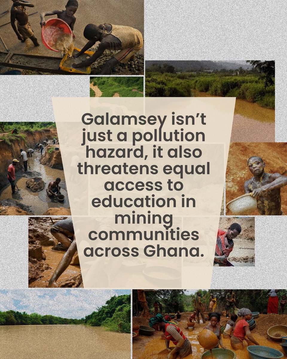 _IBSConsulting's tweet photo. More Than Just Water Bodies. 

The cascading effects of Galamsey go beyond just pollution. A NAGRAT report has mentioned that it also causes absenteeism in mining communities. 

“Galamsenteeism” is the word we have coined to represent the phenomenon of staying away from school to participate in illegal mining. 

#EndGalamseyNow