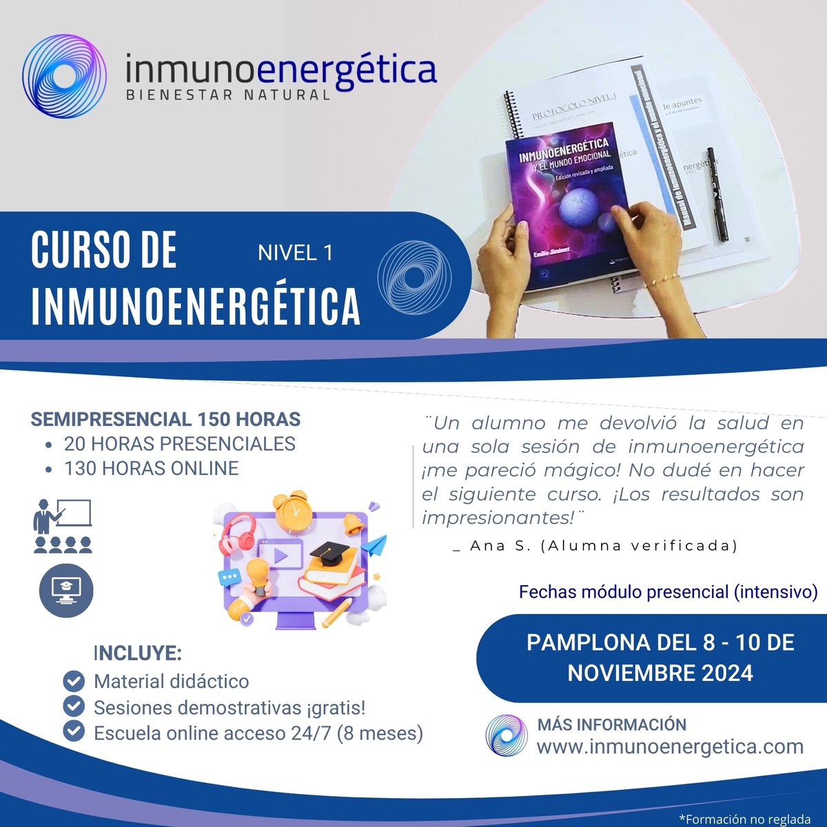 InfoInmuno's tweet image. Curso de inmunoenergética NOVIEMBRE 2024 - Pamplona inmunoenergetica.com