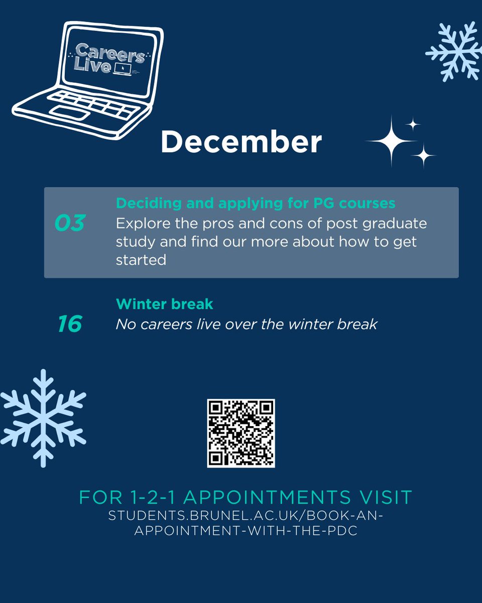 Careers Live has started! Recent graduates can access career support through various sessions, starting now ending in Dec. Each week will have a different expert host exploring a common topic, offering new insights &amp; answering your questions.
 
Register: students.brunel.ac.uk/career/careers…