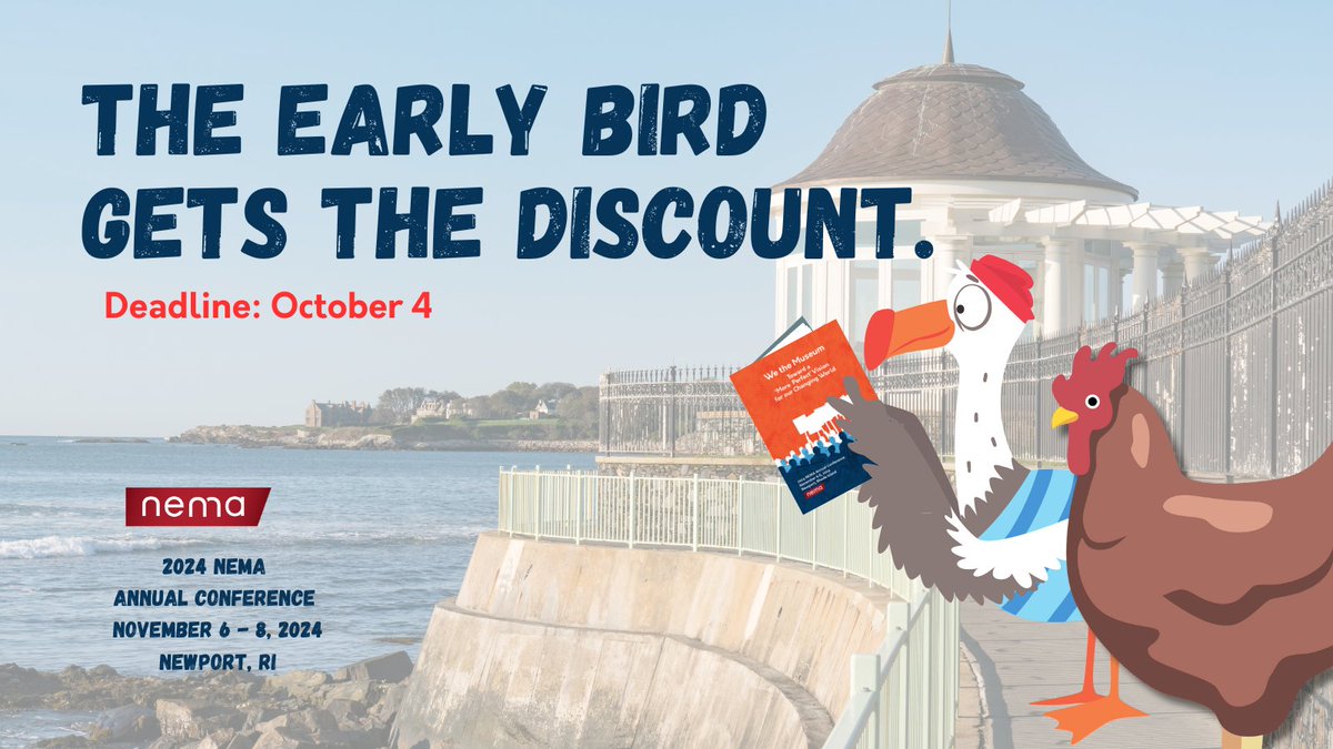 TODAY is the Early Bird  deadline for our Annual Conference, taking place November 6 - 8 in Newport, RI. 

These Early Birds are all signed up. Don't miss out on saving money! Go to nemanet.org/register and get your discount today.