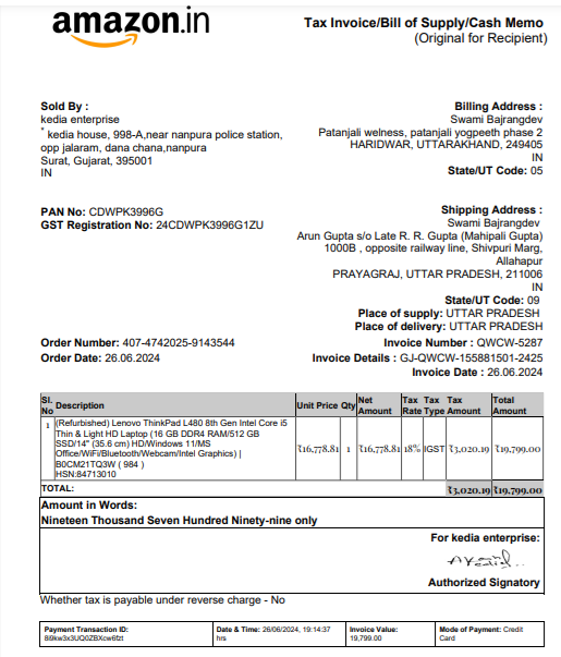 elecarun's tweet photo. @amazonIN  I bought a Refurbished Lenovo ThinkPad(Invoice attached) on 27th June 2024 and in 2 months the screen got black . Tried to 
call to seller and amazon. None of them responded. My contact no 9767025026. Please do the needful https://t.co/n3d5ZKzqLH