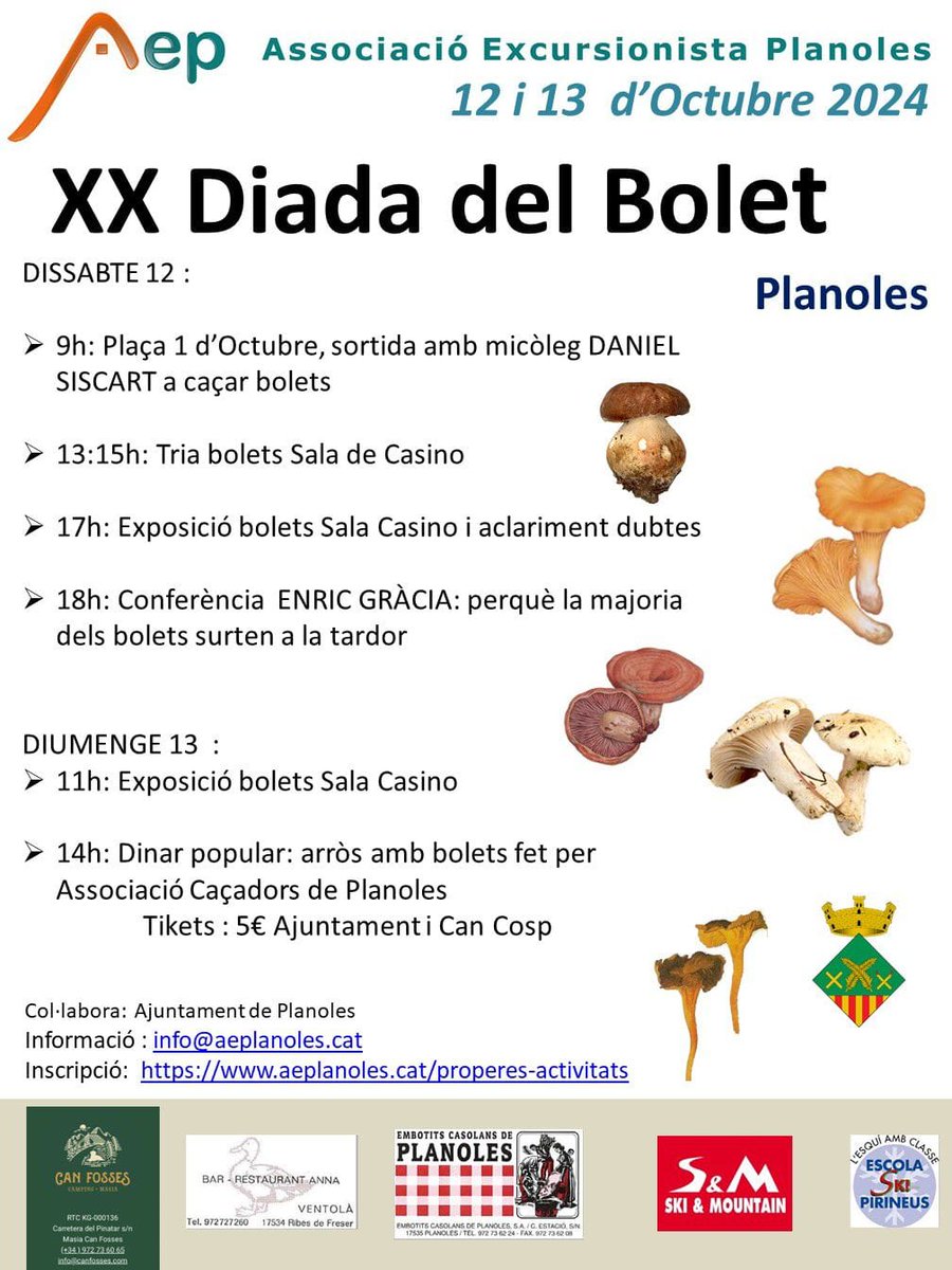 vallderibes's tweet photo. 12 i 13 d'octubre a #Planoles #ValldeRibes #Ripollès #InPyrenees
XXena Diada del #Bolet 
#Slowdays #apocapoc @planoles @CorisaMediaGrup @el9nou @RipollesTurisme https://t.co/PkzP4g80JD