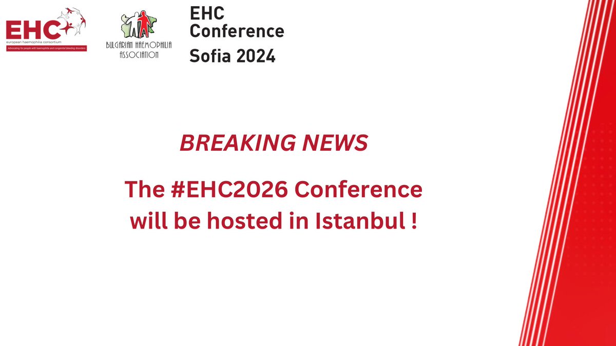 EHC_Haemophilia (@ehc_haemophilia) on Twitter photo We're thrilled to announce that Istanbul has been chosen as the host city of our #EHC2026 Conference!
Congratulations to the Hemophilia Society of Turkey (<a href="/turkhemoder/">Türkiye Hemofili Derneği</a>) 🎉🙌 We're thrilled to announce that Istanbul has been chosen as the host city of our #EHC2026 Conference!
Congratulations to the Hemophilia Society of Turkey (<a href="/turkhemoder/">Türkiye Hemofili Derneği</a>) 🎉🙌