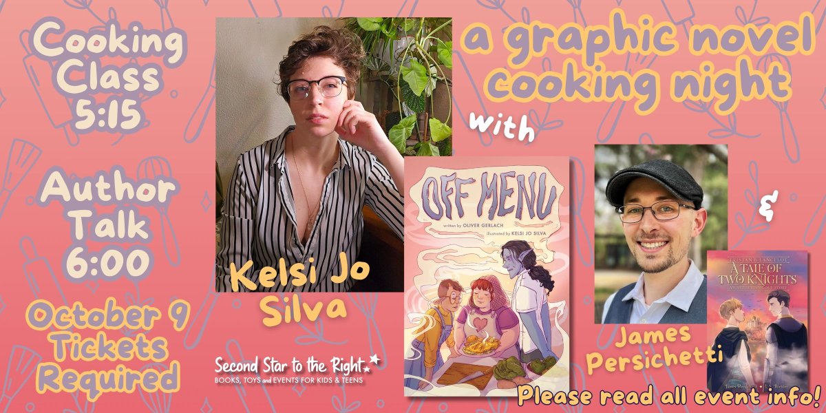 little bee books (@littlebeebooks) on Twitter photo To celebrate the release of #OffMenu by <a href="/olliegerlach/">Oliver Gerlach</a> and illus. by <a href="/KelsiJoSilva/">Kelsi Jo @RCCC D27</a>, <a href="/SecondStarBooks/">Second Star to the Right Books</a> is throwing a one-of-a-kind event! Join us for an immersive cooking class before sitting down for an author talk celebrating graphic novels.
tinyurl.com/2bfnsc54
#BeeAReader🐝 To celebrate the release of #OffMenu by <a href="/olliegerlach/">Oliver Gerlach</a> and illus. by <a href="/KelsiJoSilva/">Kelsi Jo @RCCC D27</a>, <a href="/SecondStarBooks/">Second Star to the Right Books</a> is throwing a one-of-a-kind event! Join us for an immersive cooking class before sitting down for an author talk celebrating graphic novels.
tinyurl.com/2bfnsc54
#BeeAReader🐝