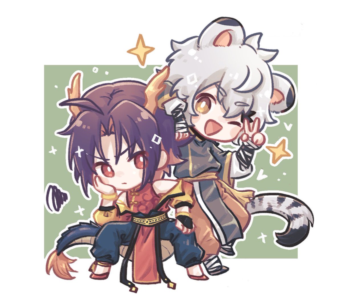 青龍と白虎くんの2巻目発売おめでとうございます! !えのとう君を応援します!
_(:зゝ∠)_ 
大家多多支持えのとう老师的新作！可以去dlsite和fanza购买！！