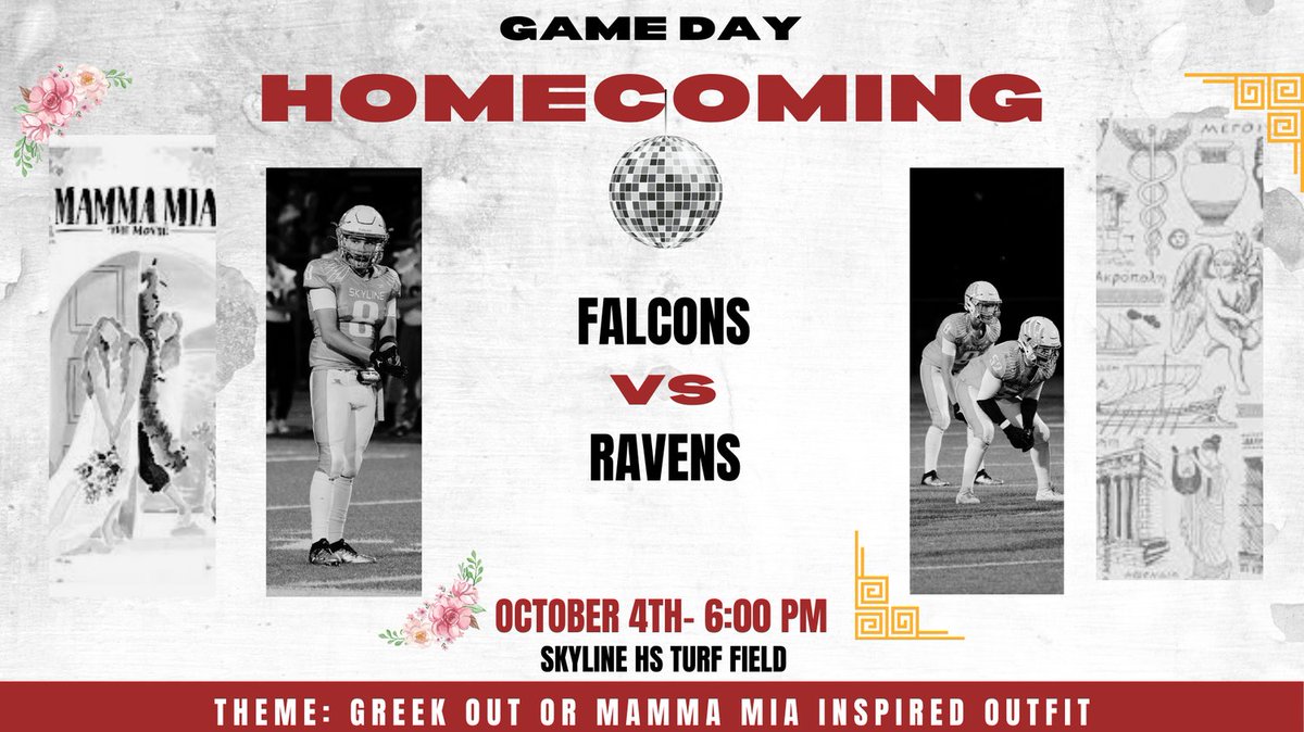 Game Day! The Falcons take on the Riverdale Ridge Ravens tonight at Skyline HS on the turf field! Homecoming Royalty will be announced at halftime!