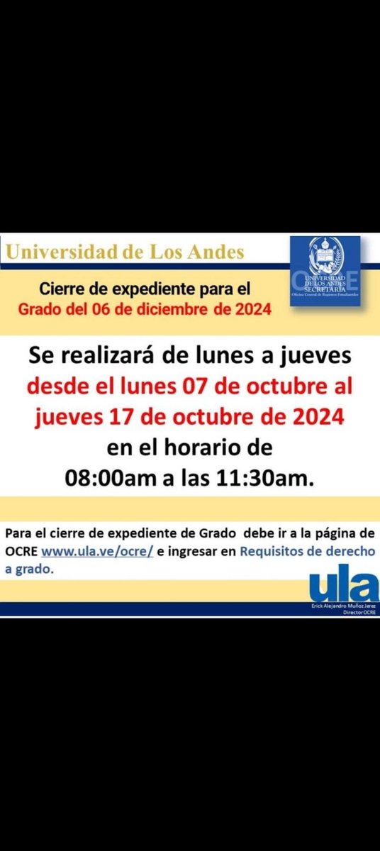 Información para revisión de expediente en OCRE