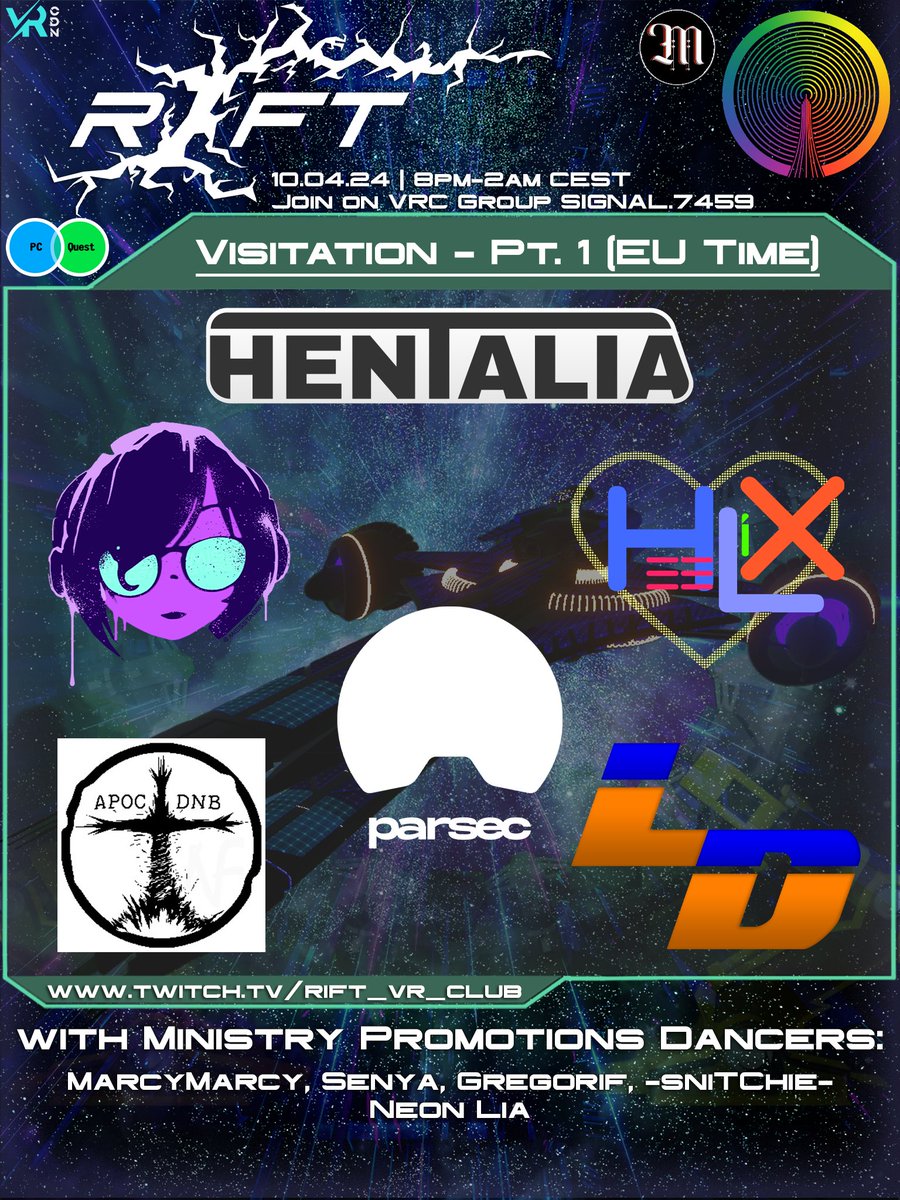 We are 2 hours away from kicking off the EU portion of our nexus event collab with The Station! Join The Station group VRC Group to attend this portion (linked below). Dancers provided by <a href="/MinistryPromoVR/">Ministry Promotions</a>!