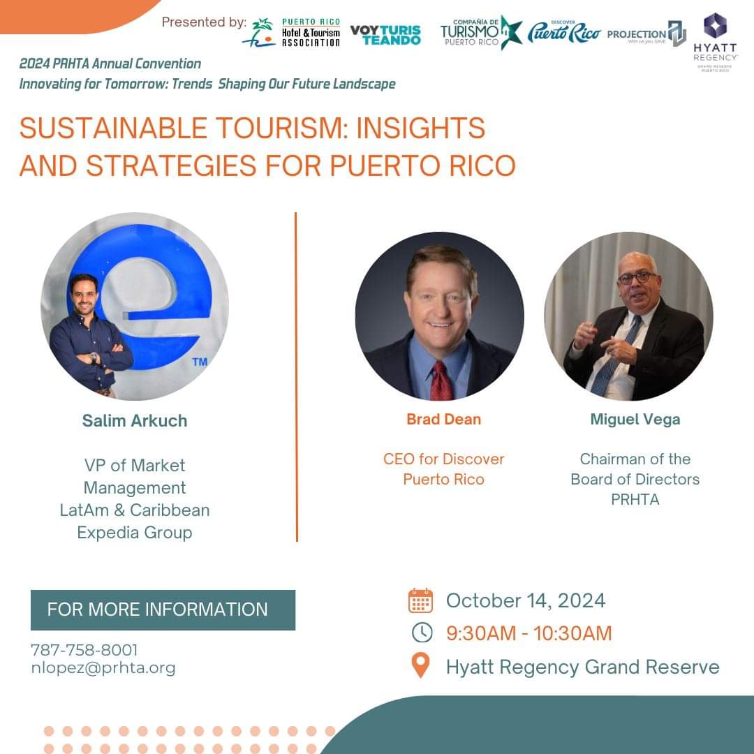 jeanppayano's tweet photo. 🌍 Join us for an insightful keynote by Salim Arkuch on Sustainability in Tourism! 🌍
Discover the latest U.S. tourism trends and gain strategic insights tailored specifically for Puerto Rico during the 2024 PRHTA Annual Convention. #Tourism #Sustainability #PRHTA
#TourismTrends https://t.co/AiryfMuNDg