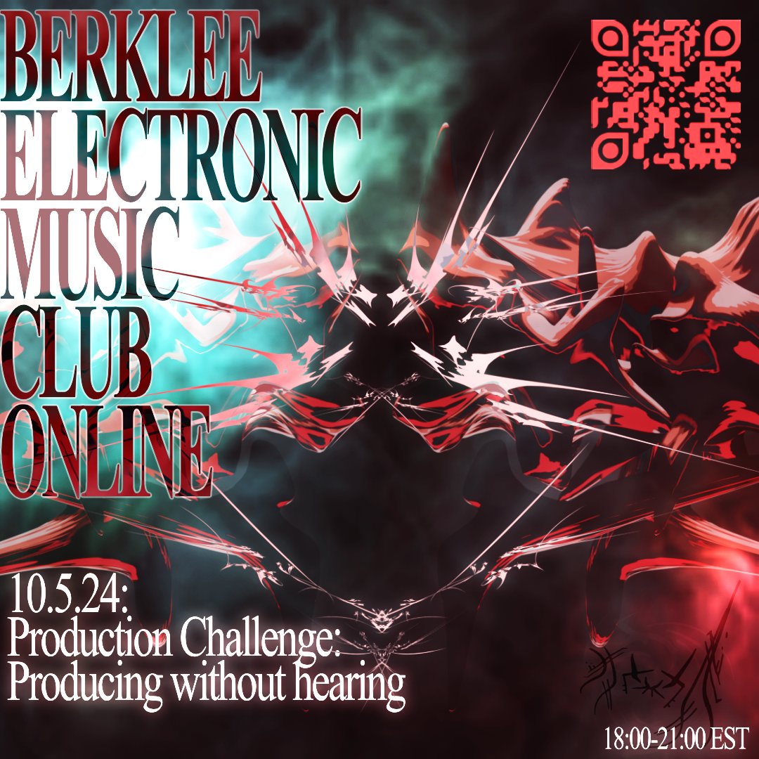 Berklee_EMC's tweet photo. Our second meeting of the semester happens tomorrow from 6-9pm EST in our discord server! This time participants will produce without hearing (or at least attempt to)! See you tomorrow! https://t.co/IWpECdMXqj