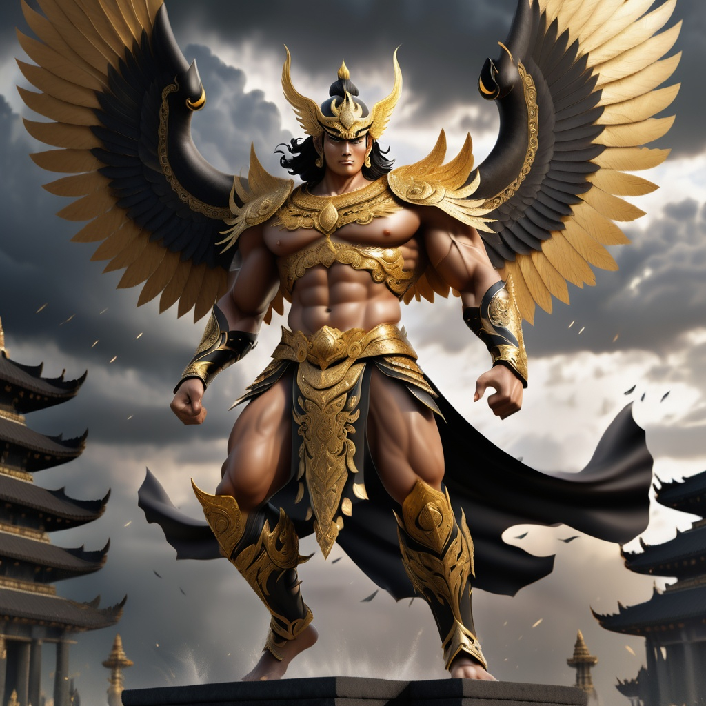 0xSerelia's tweet photo. #Castile @Castileofficial
Gatot Kaca, the indomitable hero of Javanese mythology, known for his immense strength and ability to fly
Clad in black and gold armor, with wings spread wide, he's a symbol of courage and honor in the epic Mahabharata.
#GatotKaca #MythicalHero https://t.co/YnVPu3vPHG