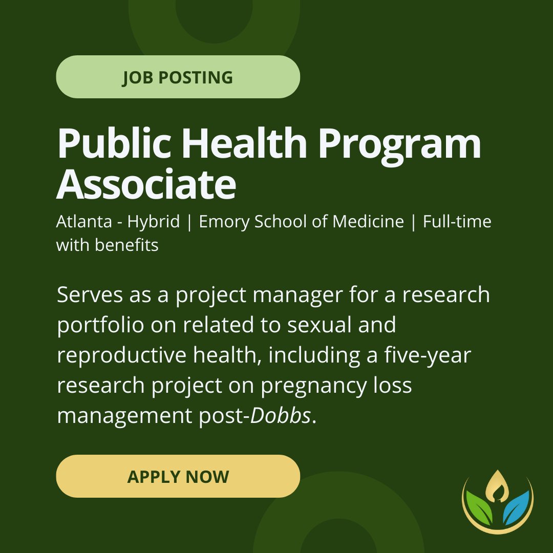Emory RISE (@emoryrise) on Twitter photo New job alert! 📣✨
RISE affiliate <a href="/dr_annanl/">Anna Newton-Levinson, PhD</a> is hiring a Public Health Program Associate to manage a research portfolio related to sexual and reproductive health, including a research project on pregnancy loss post-Dobbs. Learn more and apply here: bit.ly/4dD4epX New job alert! 📣✨
RISE affiliate <a href="/dr_annanl/">Anna Newton-Levinson, PhD</a> is hiring a Public Health Program Associate to manage a research portfolio related to sexual and reproductive health, including a research project on pregnancy loss post-Dobbs. Learn more and apply here: bit.ly/4dD4epX