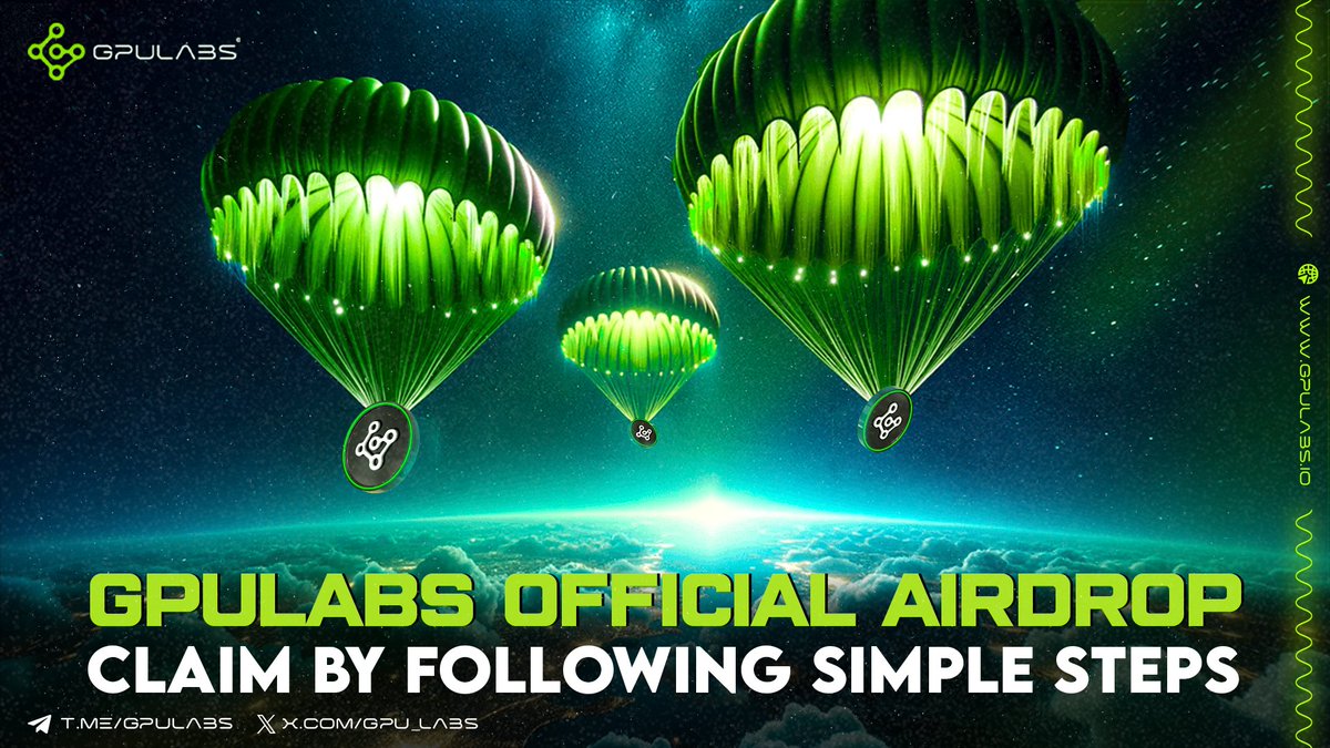 💧 GPULabs Airdrop💧

🏆 Task: ➕ 500 GPUL for first 500 participants each ➕ 300 GPUL for 200 random participants each

👨‍👩‍👧 Referral: ➕ 5000 GPUL for top 3 referrers each

🔛 Airdrop Link &amp; Information: t.me/AirdropStar/74…

#Airdrop #Bitcoin #GPULabs #GPUL #Airdropstario