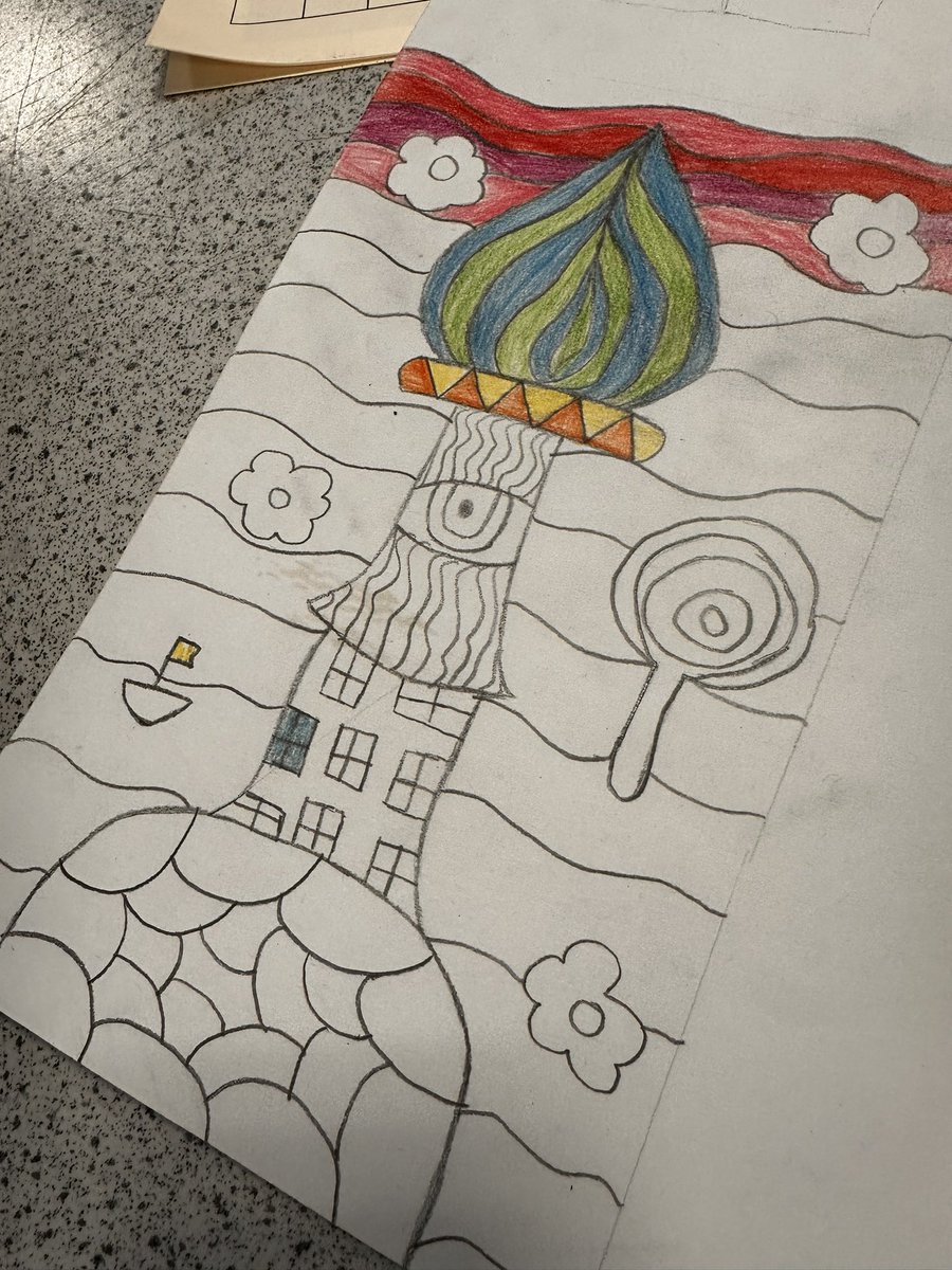 MrCarlinArt's tweet photo. Y8 progress with their Architecture project - currently looking at Hundertwasser and creating designs inspired by his love of colour and spiralled lines 💥 @Hope_Academy @HopeArtsDept #architecture #ks3art https://t.co/XeESUUoHfa