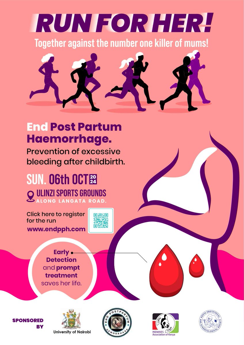 PPH Run
#RunForHer
You can register for the run at endpph.com/pph-run-regist… 
<a href="/TheKOGSociety/">Kenya Obstetrical and Gynaecological Society</a> <a href="/uonbi/">University of Nairobi</a>  <a href="/OyooPolycarp/">Polycarp Oyoo, RN.BscN</a> <a href="/GeorgeGwako/">George Gwako, MD</a> <a href="/alfredosoti/">Alfred Osoti PhD</a>