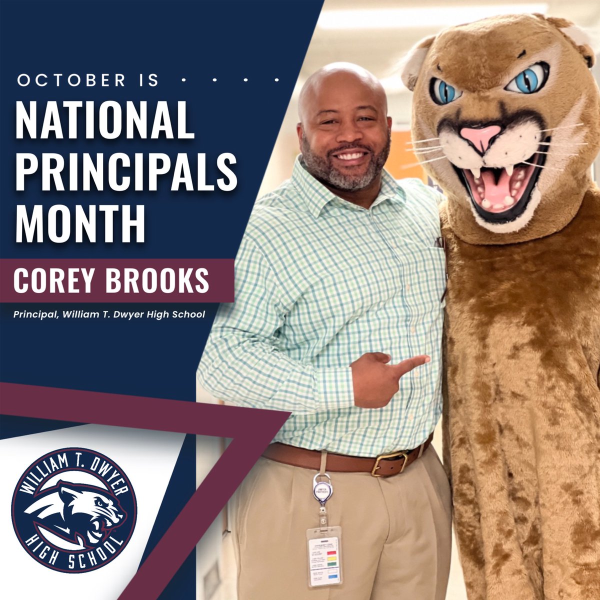Thank you Mr. Brooks for your leadership and support of our School Counseling department and all of our William T. Dwyer High School students, staff, and community!
#WeAreDwyer #WhereYouBelong #PantherPride #NationalPrincipalsMonth #MakeSuccessUnavoidable