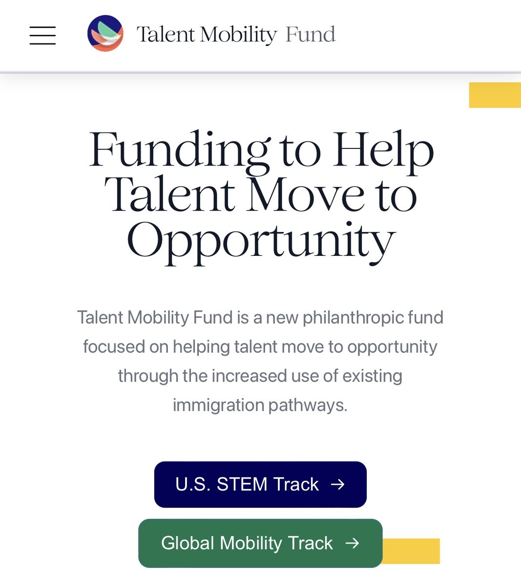 1/  I’m thrilled to announce the winners of <a href="/FundMobility/">Talent Mobility Fund</a>'s first round of Fast Grants for increasing U.S. STEM immigration:

@PlymouthStreet <a href="/MigrationPolicy/">MigrationPolicy Inst</a> @PresImmAlliance <a href="/CulturalVistas/">Cultural Vistas</a> @Immcouncil <a href="/Ahussain4/">Awais Hussain</a> <a href="/ThinkLawLab/">Innovation Law Lab</a> <a href="/GlobalDET/">Global Detroit</a>

Quick thread on our theory of change 🧵