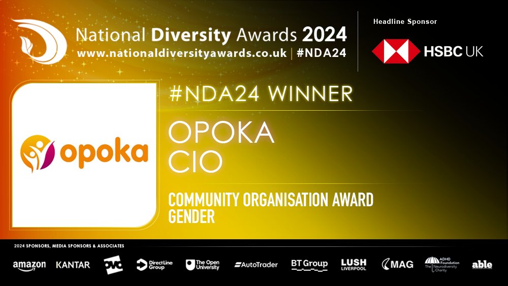 Introducing our #NDA24 Winner of the Community Organisation Award for Gender, powered by <a href="/HSBC_UK/">HSBC UK</a>: Opoka CIO @opokabristol 🥳🥂

Congratulations and thank you for furthering diversity in your community 💜✨

Read their story → nationaldiversityawards.co.uk/2024-shortlist…