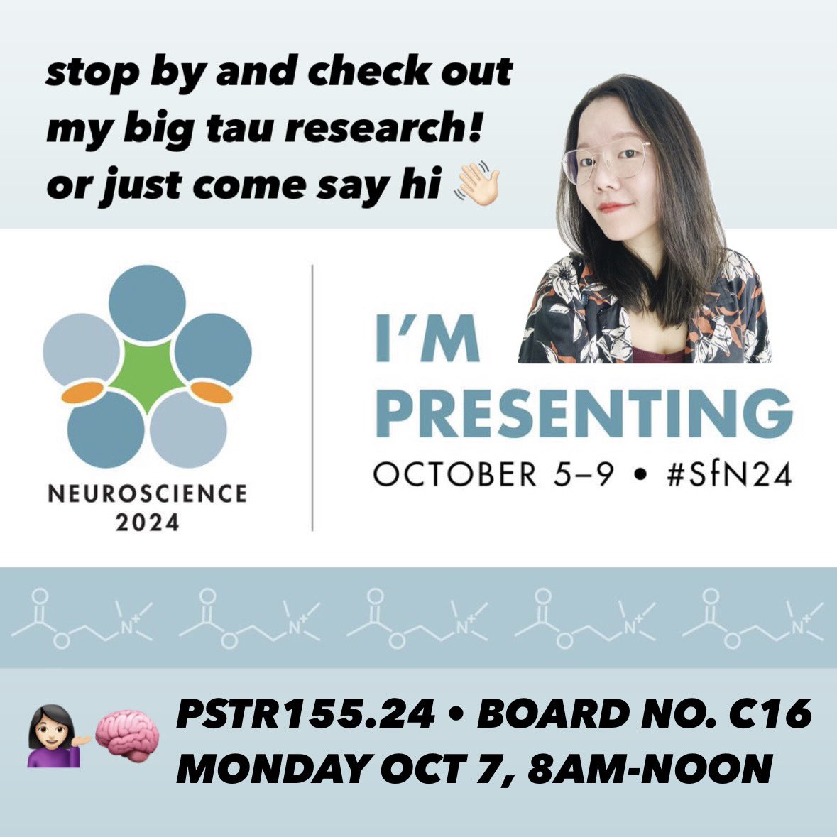 D. Chloe Chung, PhD (@dchloechung) on Twitter photo Back to back neuroscience meetings š§ š§ after sharing my work at this yearās fantastic <a href="/SPINEPhilly/">SpinePhiladelphia</a> now Iām in Chicago for #SfN24 ā excited to see all the cool research! Come see my poster on big tau š¤ <a href="/SfNtweets/">Society for Neuroscience (SfN)</a>
ā¶ļø Monday Oct 7, 8am-noon
ā¶ļø Poster 155.24 (Board C16) Back to back neuroscience meetings š§ š§ after sharing my work at this yearās fantastic <a href="/SPINEPhilly/">SpinePhiladelphia</a> now Iām in Chicago for #SfN24 ā excited to see all the cool research! Come see my poster on big tau š¤ <a href="/SfNtweets/">Society for Neuroscience (SfN)</a>
ā¶ļø Monday Oct 7, 8am-noon
ā¶ļø Poster 155.24 (Board C16)