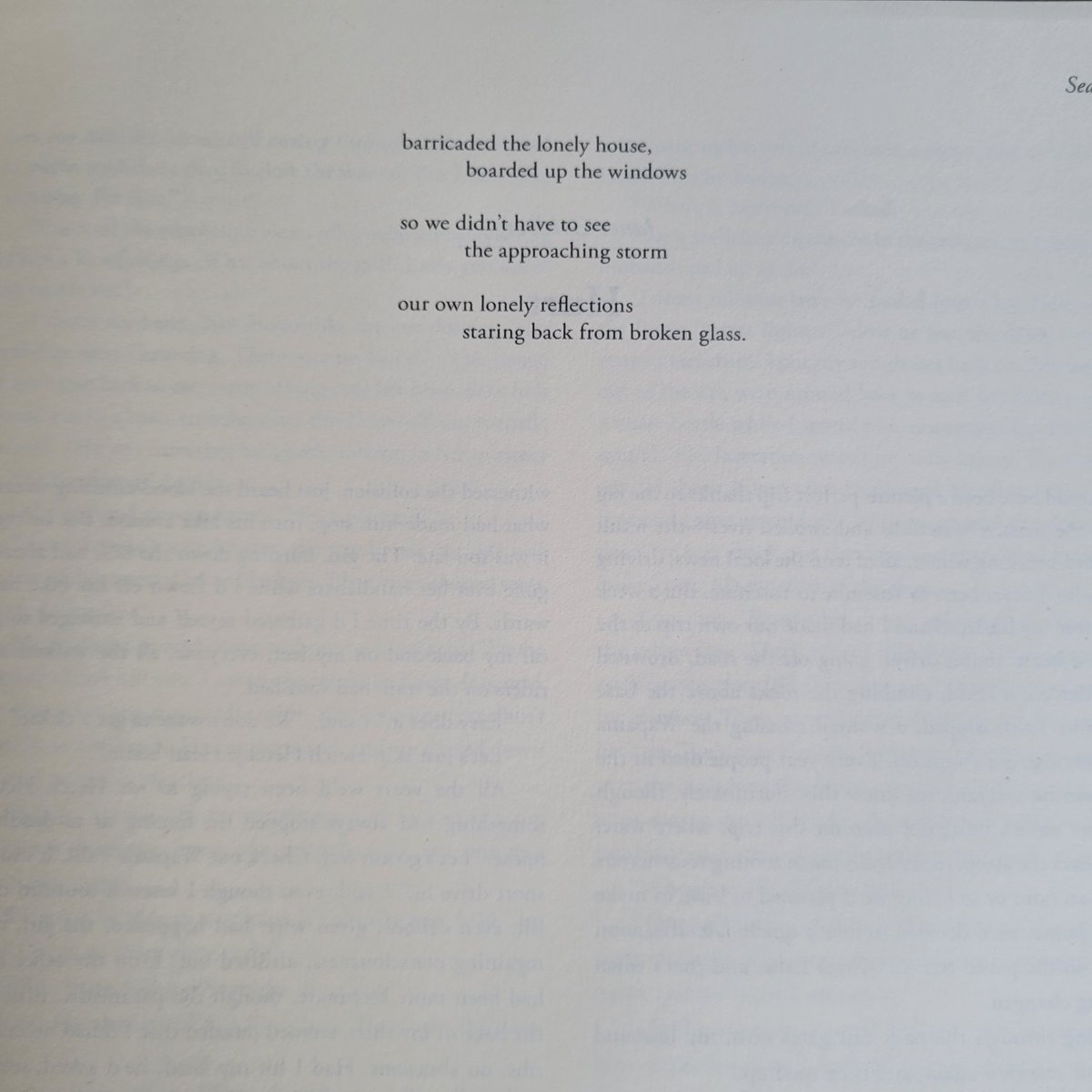 Many thanks to <a href="/artichokeheart/">Lee Horikoshi Roripaugh</a> and <a href="/SoDakReview/">South Dakota Review</a> for publishing my poem about the protections we build to keep us safe from rocky relationships and rising tides. Honored to share pages with some of my favorites.