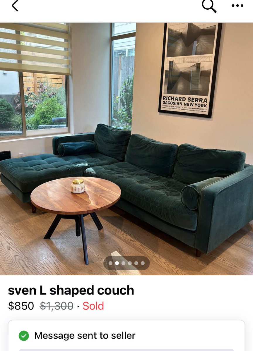 fumbled another couch this time because i forgot to msg her back then it sold the next morning it’s $2300 new 🫣