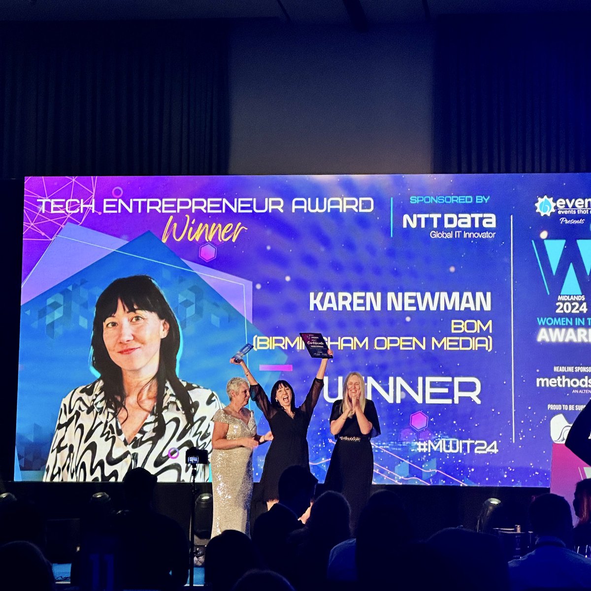 BOMlab's tweet photo. We did it! π Our CEO and Founder, Karen Newman has won the Tech Entrepreneur Award! @WITAwards #MWIT24 https://t.co/cUnFv77GRl