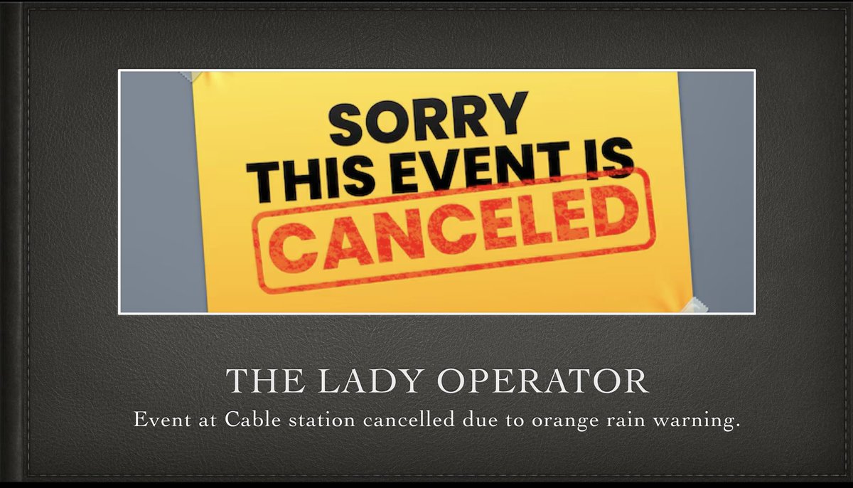 Sorry all due to weather warning the event tomorrow at The Cable station is cancelled due to orange weather warning.