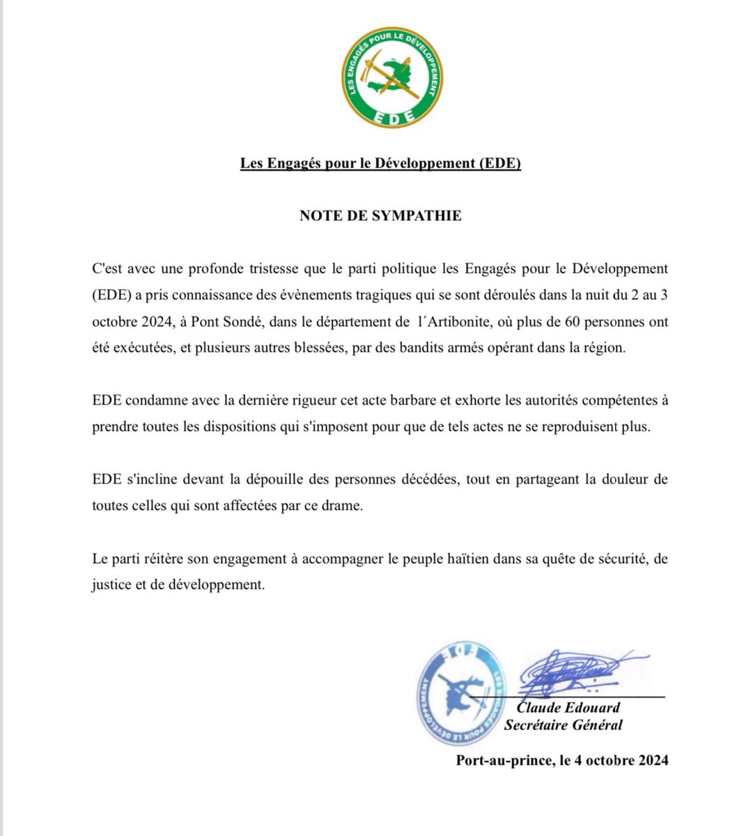 edehaiti2021's tweet photo. NOTE DE SYMPATHIE… 
⚰️🕯️🕊️
#NouseEDE #EDEseNOU #PouAYITI https://t.co/cApkCxl3Vy