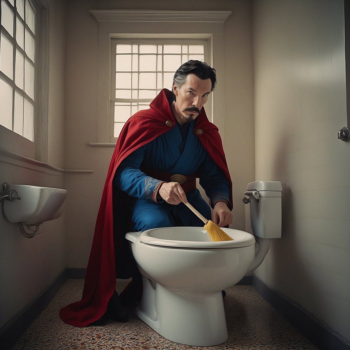 dawnoftheai's tweet photo. Dr. Strange opening a portal 
#drstrange #marvel #fun #aiart https://t.co/nQmtuXeYVk