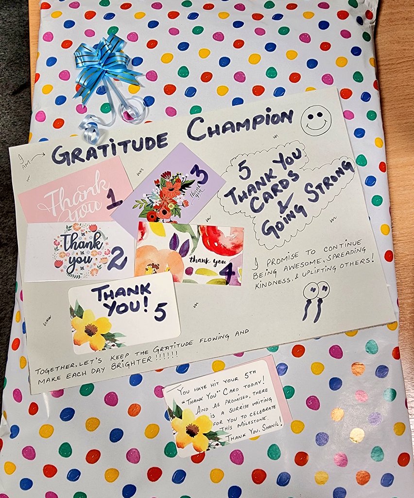 Quratulain___'s tweet photo. Celebrating a special milestone in our Handwritten Thank You Cards initiative at @NorthMidNHS Patient Access Department.

Today, we are thrilled to surprise our 2nd Gratitude Champion, Shanil, with their fifth card and a special gift from me, as promised. 🌟

 #ProudOpsManager https://t.co/8Rmbl8vYA7