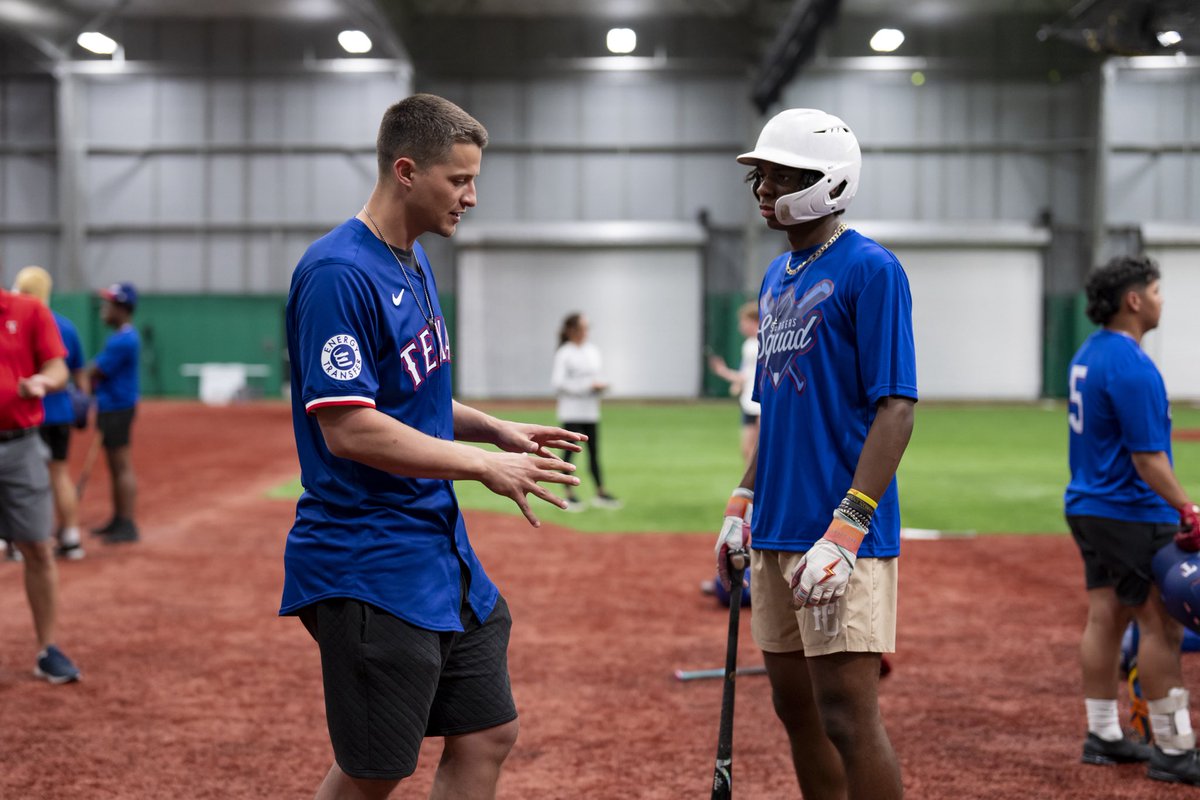 Texas Rangers Baseball Foundation (@rangerscare) on Twitter photo Corey Seager along with his wife, Mady, hosted a hitting clinic for 20 <a href="/RangersYA/">Texas Rangers Youth Academy</a> athletes, with assistance from hitting coach Seth Conner. Corey Seager along with his wife, Mady, hosted a hitting clinic for 20 <a href="/RangersYA/">Texas Rangers Youth Academy</a> athletes, with assistance from hitting coach Seth Conner.