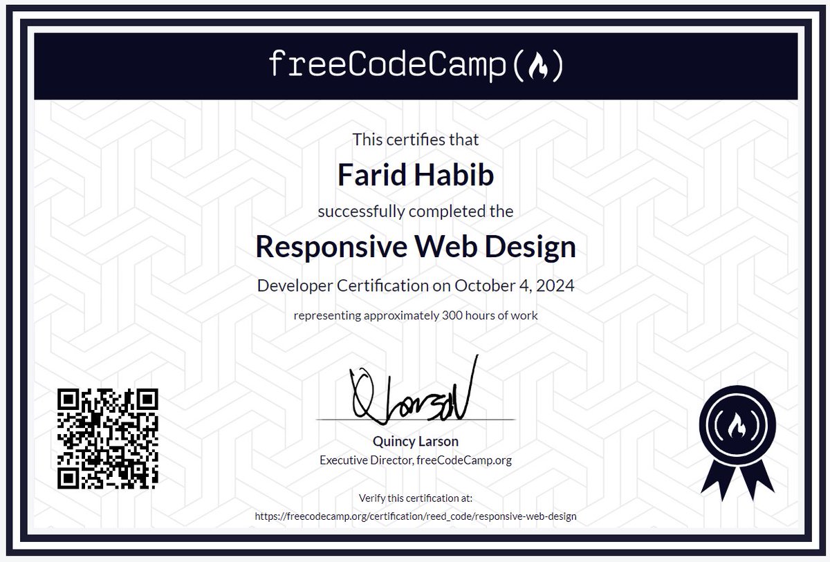 reed_code's tweet image. I just earned the Responsive Web Design certification @freeCodeCamp! 
On to the next challenge 
Check it out here: freecodecamp.org/certification/…