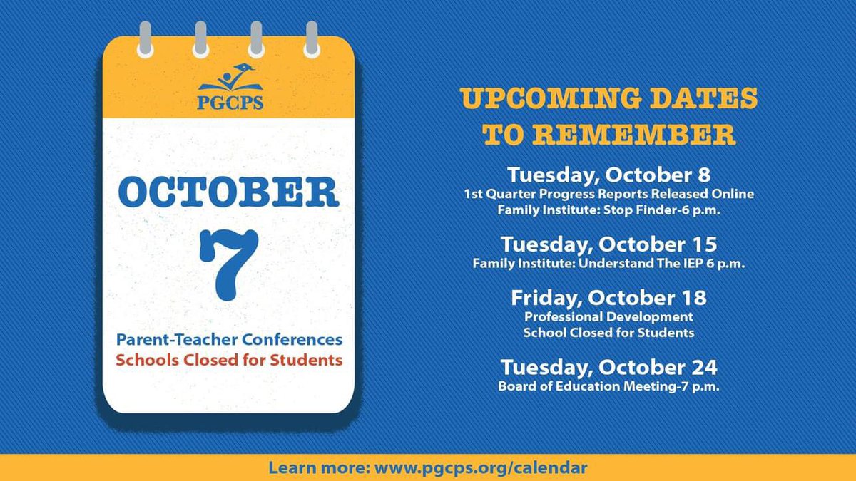Please take note of these October calendar reminders!